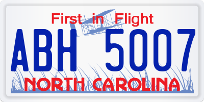 NC license plate ABH5007