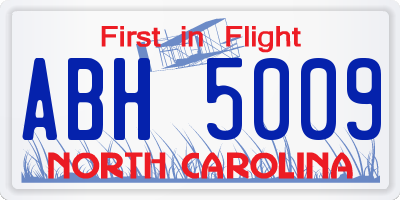 NC license plate ABH5009