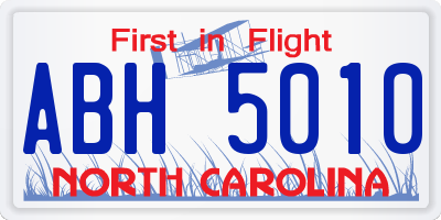 NC license plate ABH5010