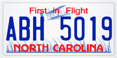 NC license plate ABH5019