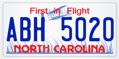 NC license plate ABH5020