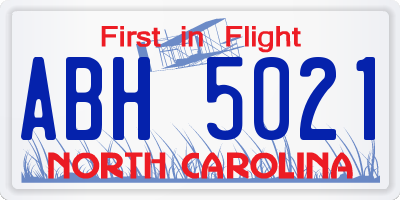 NC license plate ABH5021