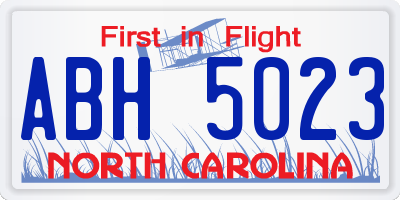 NC license plate ABH5023