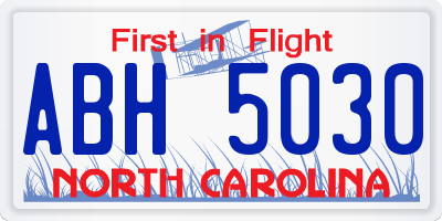 NC license plate ABH5030