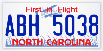 NC license plate ABH5038