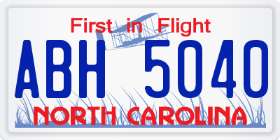 NC license plate ABH5040