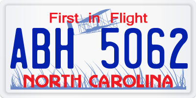 NC license plate ABH5062