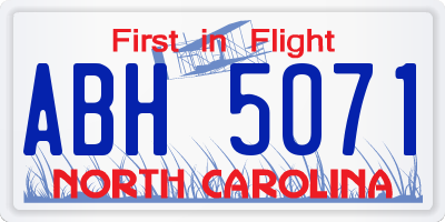 NC license plate ABH5071