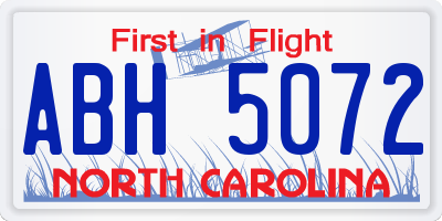 NC license plate ABH5072