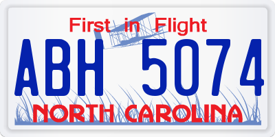 NC license plate ABH5074