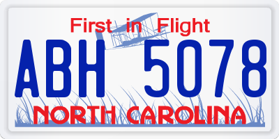 NC license plate ABH5078