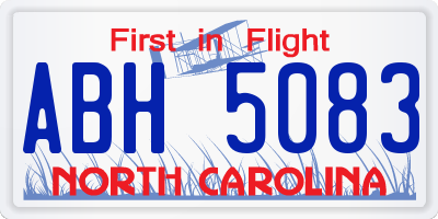 NC license plate ABH5083