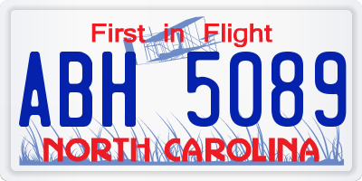 NC license plate ABH5089