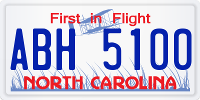 NC license plate ABH5100