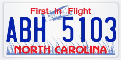 NC license plate ABH5103