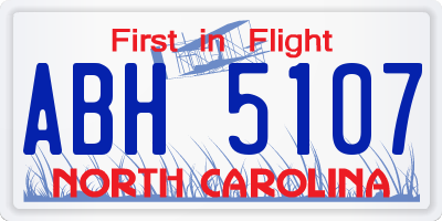 NC license plate ABH5107