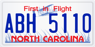 NC license plate ABH5110