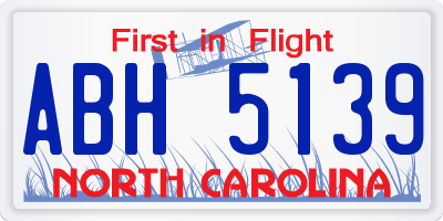 NC license plate ABH5139