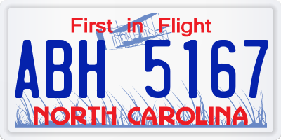 NC license plate ABH5167