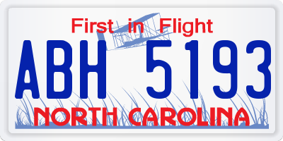 NC license plate ABH5193