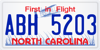 NC license plate ABH5203