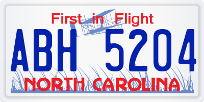 NC license plate ABH5204