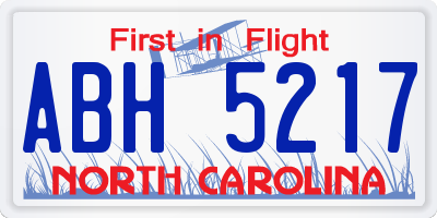 NC license plate ABH5217