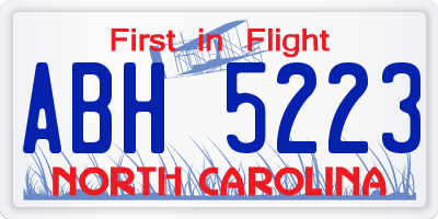 NC license plate ABH5223