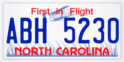 NC license plate ABH5230