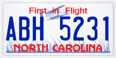 NC license plate ABH5231