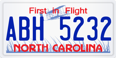 NC license plate ABH5232
