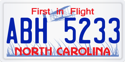 NC license plate ABH5233
