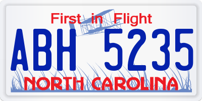 NC license plate ABH5235