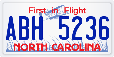 NC license plate ABH5236