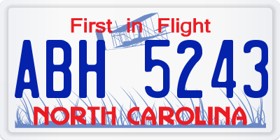 NC license plate ABH5243