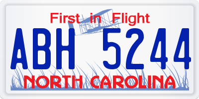 NC license plate ABH5244