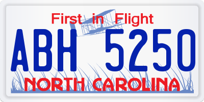NC license plate ABH5250