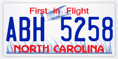 NC license plate ABH5258