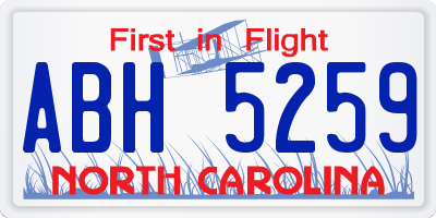 NC license plate ABH5259