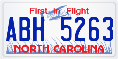 NC license plate ABH5263