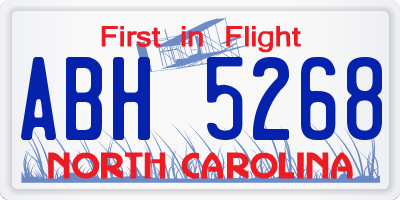 NC license plate ABH5268