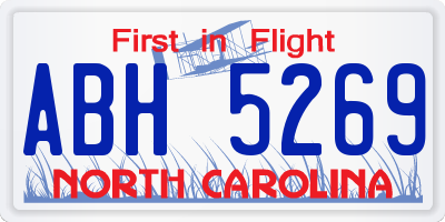 NC license plate ABH5269