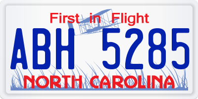 NC license plate ABH5285
