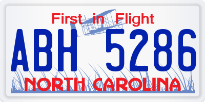 NC license plate ABH5286