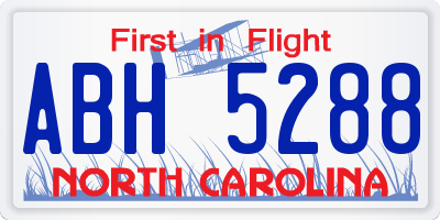 NC license plate ABH5288