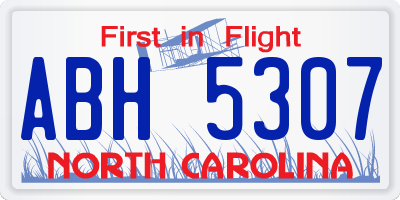 NC license plate ABH5307