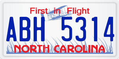 NC license plate ABH5314