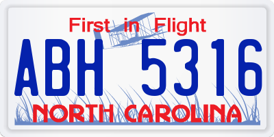 NC license plate ABH5316
