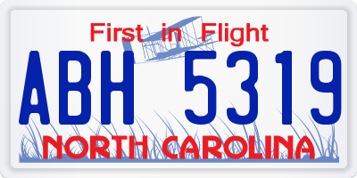 NC license plate ABH5319