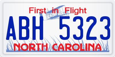 NC license plate ABH5323